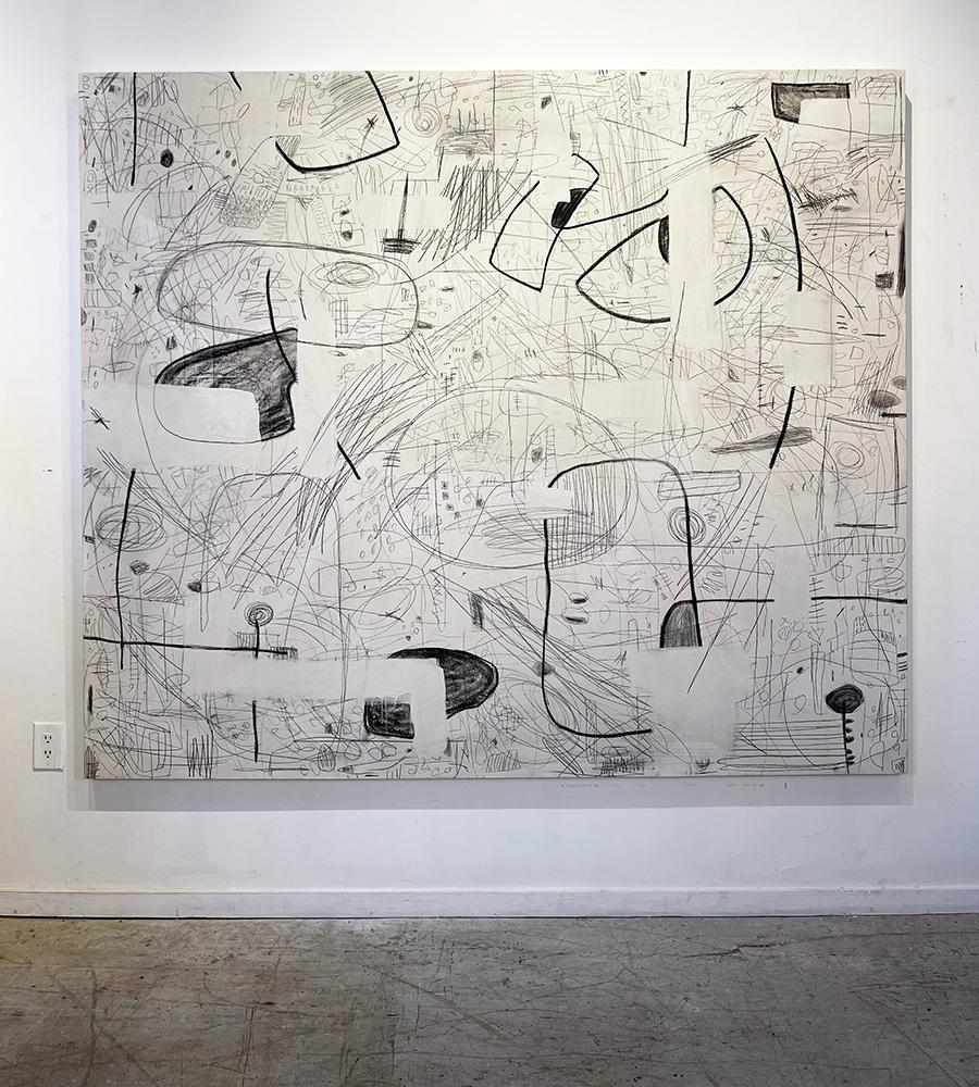 Light Thoughts, 2024 Mixed Media on Artist Board, Abstract Geometric Art - Gray Abstract Painting by Murray Duncan