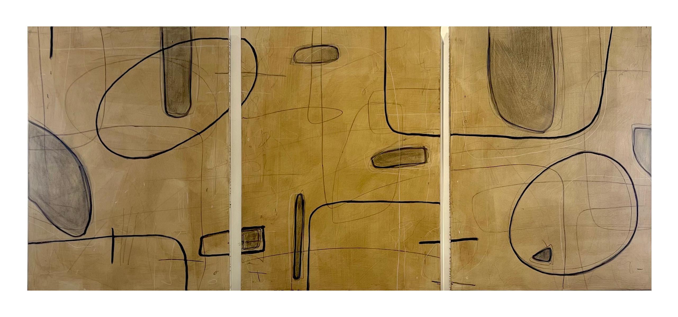 Dernières pensées, 2024 - Triptyque géométrique abstrait de Murray Duncan