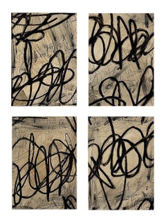 Black Gesture I–IV, Set of Four Original Mixed Media Works by Murray Duncan