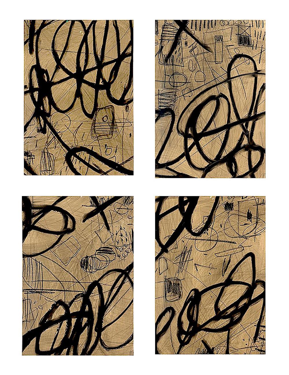 Abstract Painting di Murray Duncan  - "Continuous Line I–IV": serie di quattro opere originali in tecnica mista di Murray Duncan