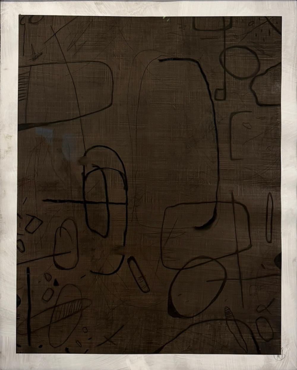 Echoes: opera astratta geometrica in tecnica mista su carta, firmata, 32x40