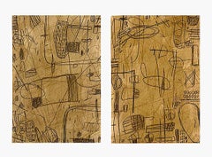 «Mapping Lines I y II», obra original en técnica mixta sobre papel de Murray Duncan (par)