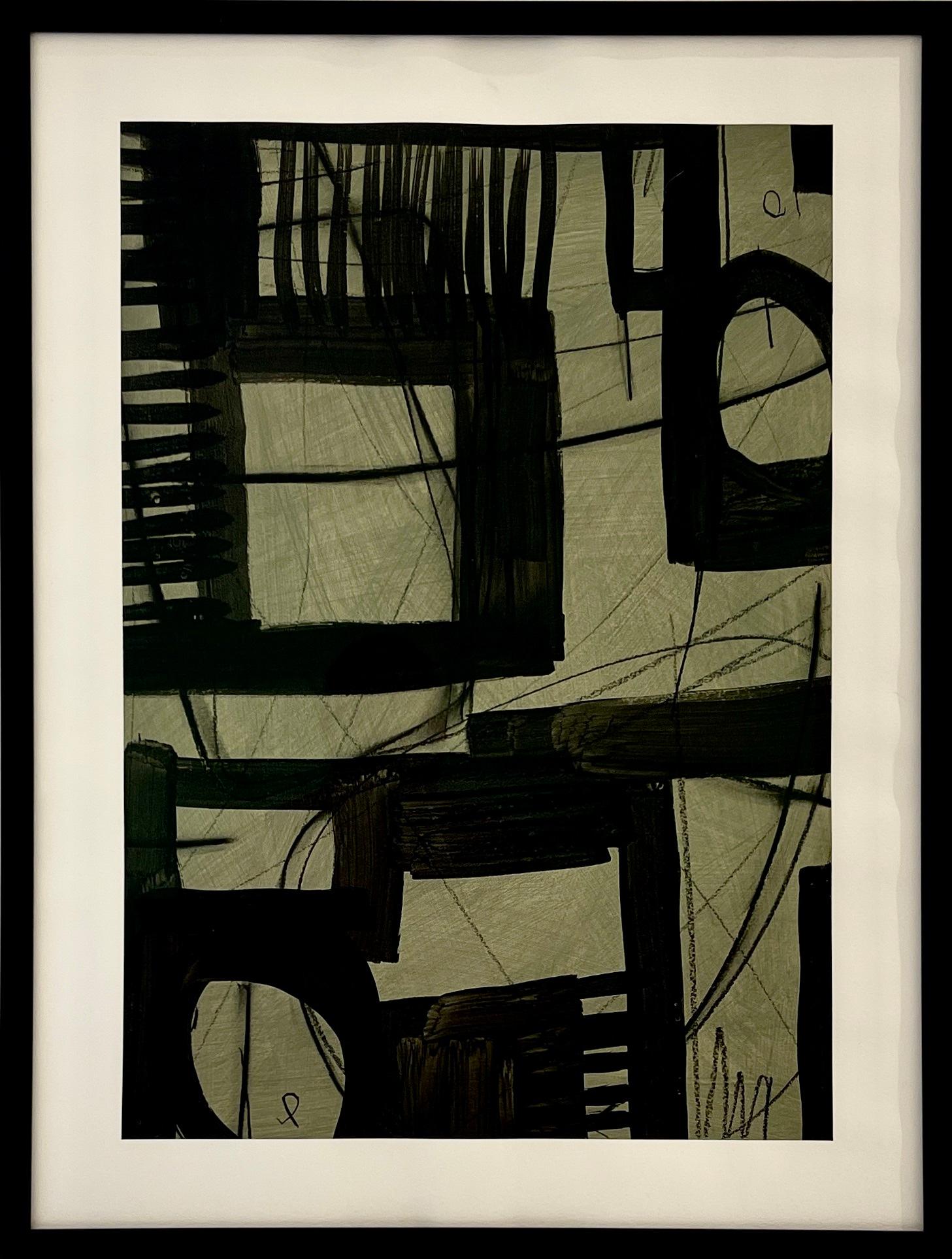 Untitled AP-122 is an expressive mixed-media work on archival cold-press waterco - Abstract Geometric Mixed Media Art by Murray Duncan 