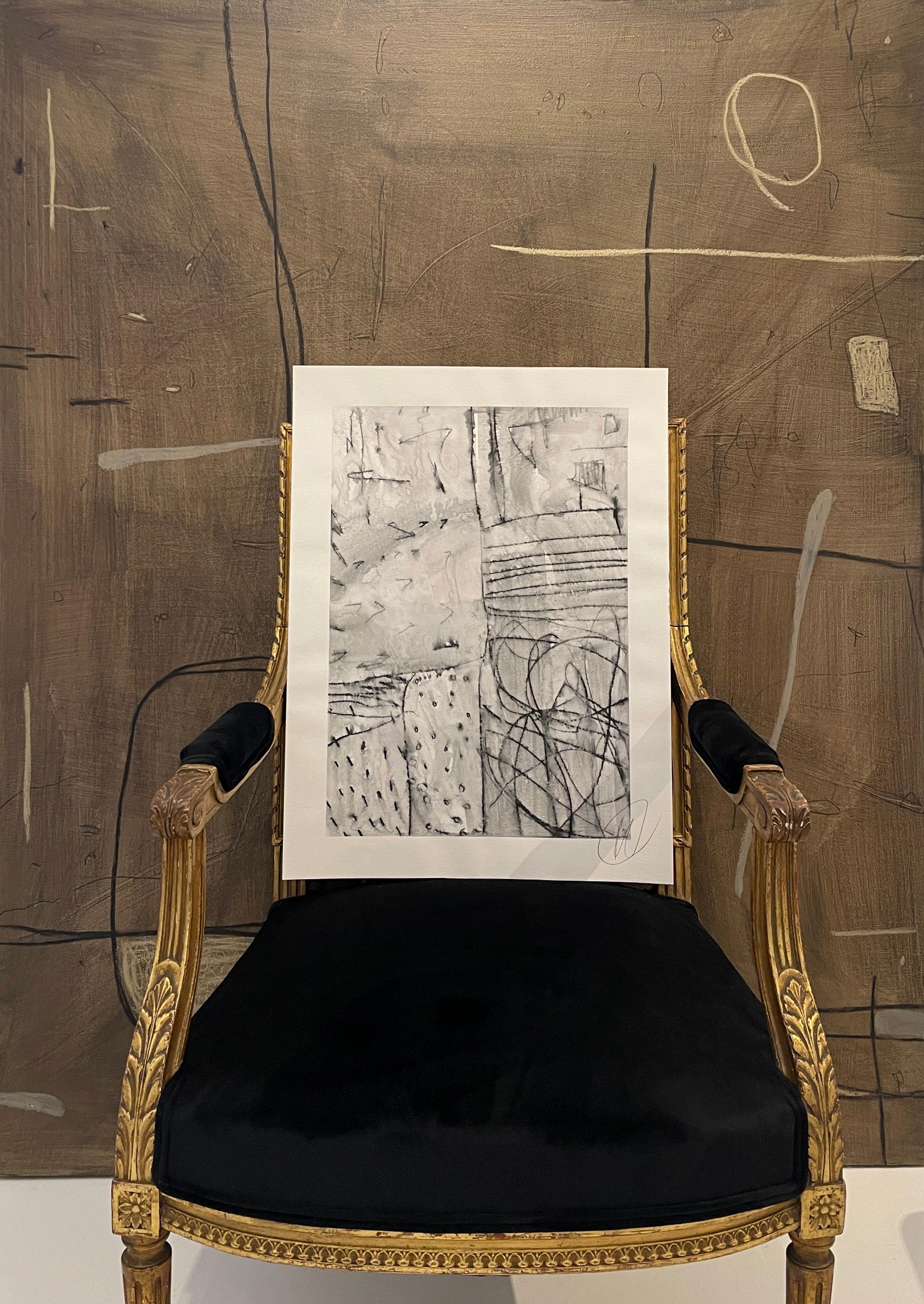 Untitled AP-124 — Mixed Media Work on Paper by Murray Duncan - Beige Abstract Painting by Murray Duncan 