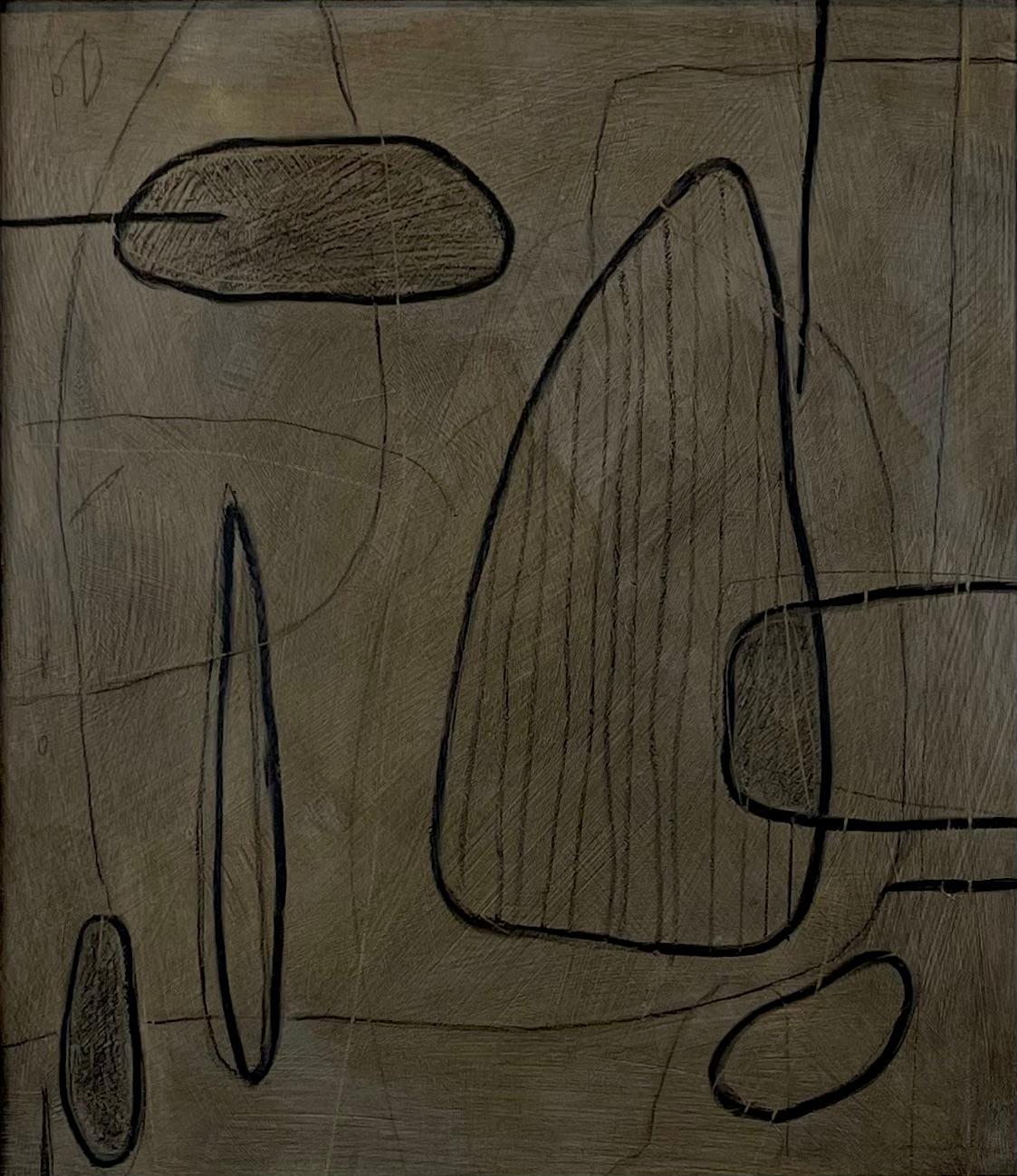 Upwright by Murray Duncan, Abstract Mixed Media on Artist board Vintage Frame