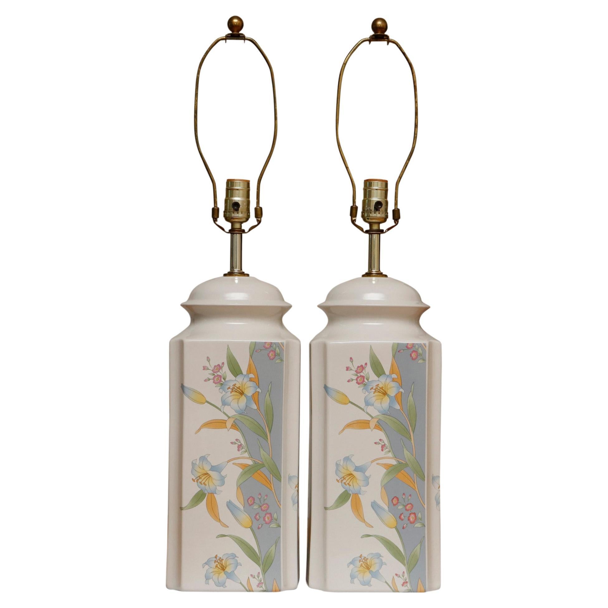 Murray Feiss Ceramic Table Lamps, a Pair