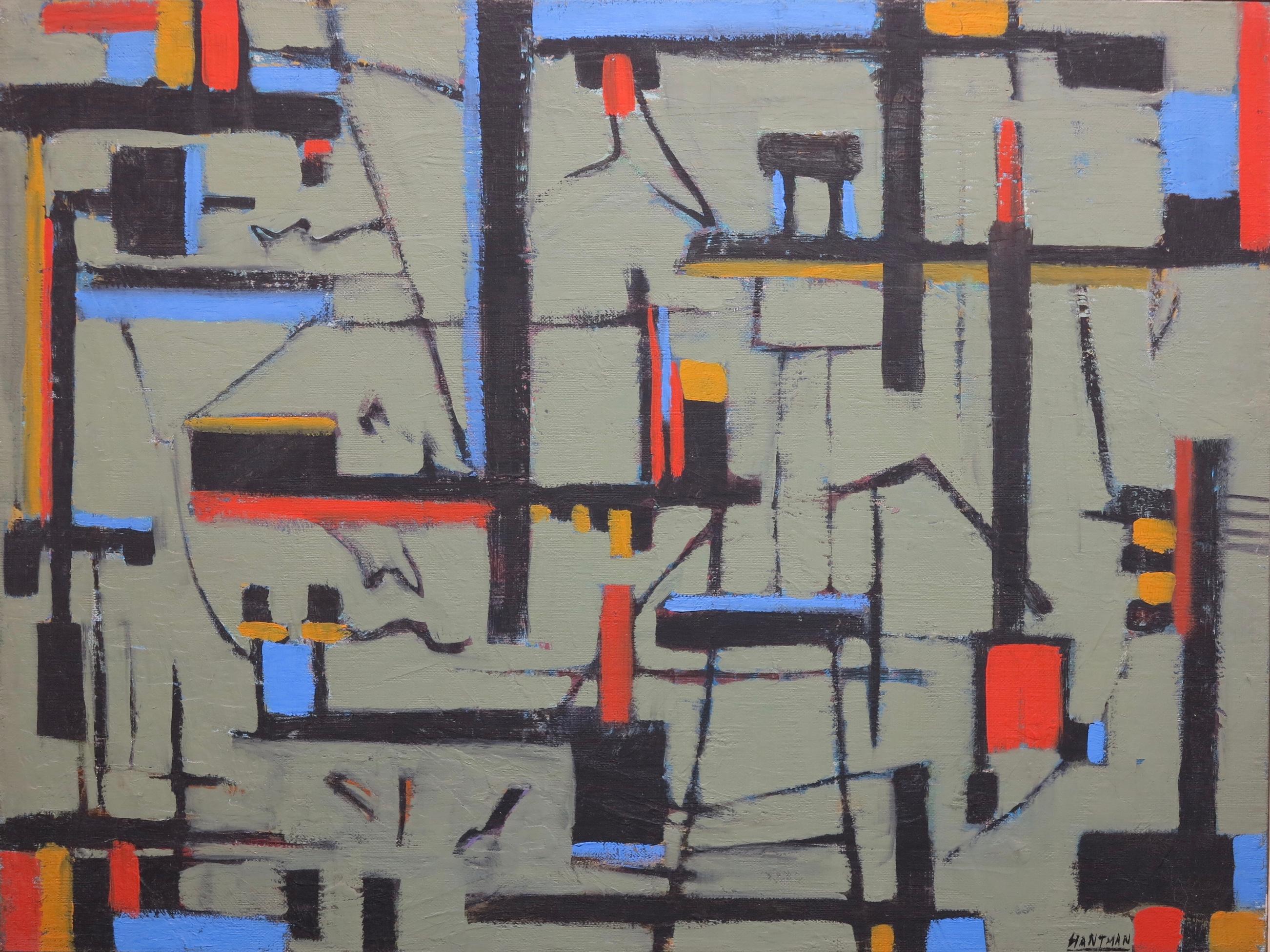 Murray Hantman Abstract Painting – Industrielle Komposition