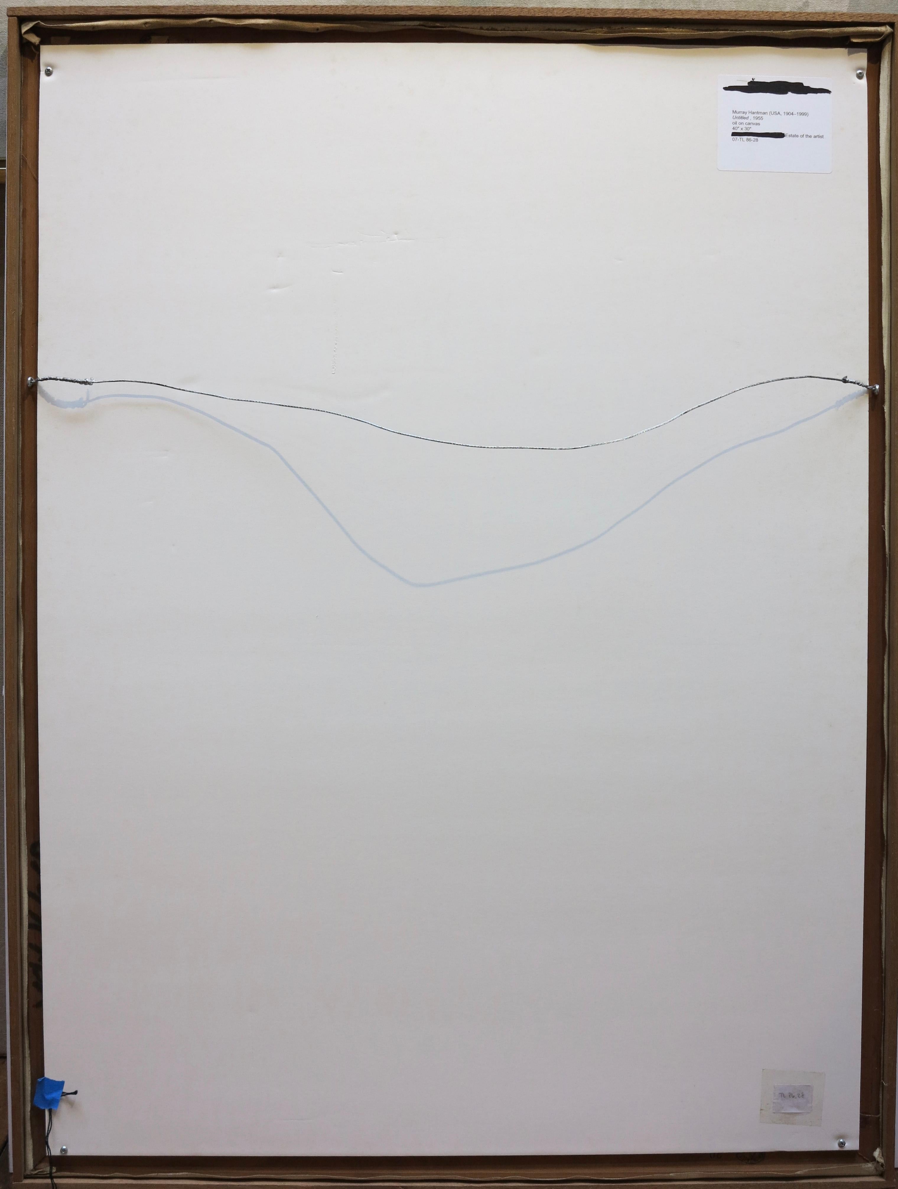 Untitled (abstract expressionist painting) - Brown Abstract Painting by Murray Hantman