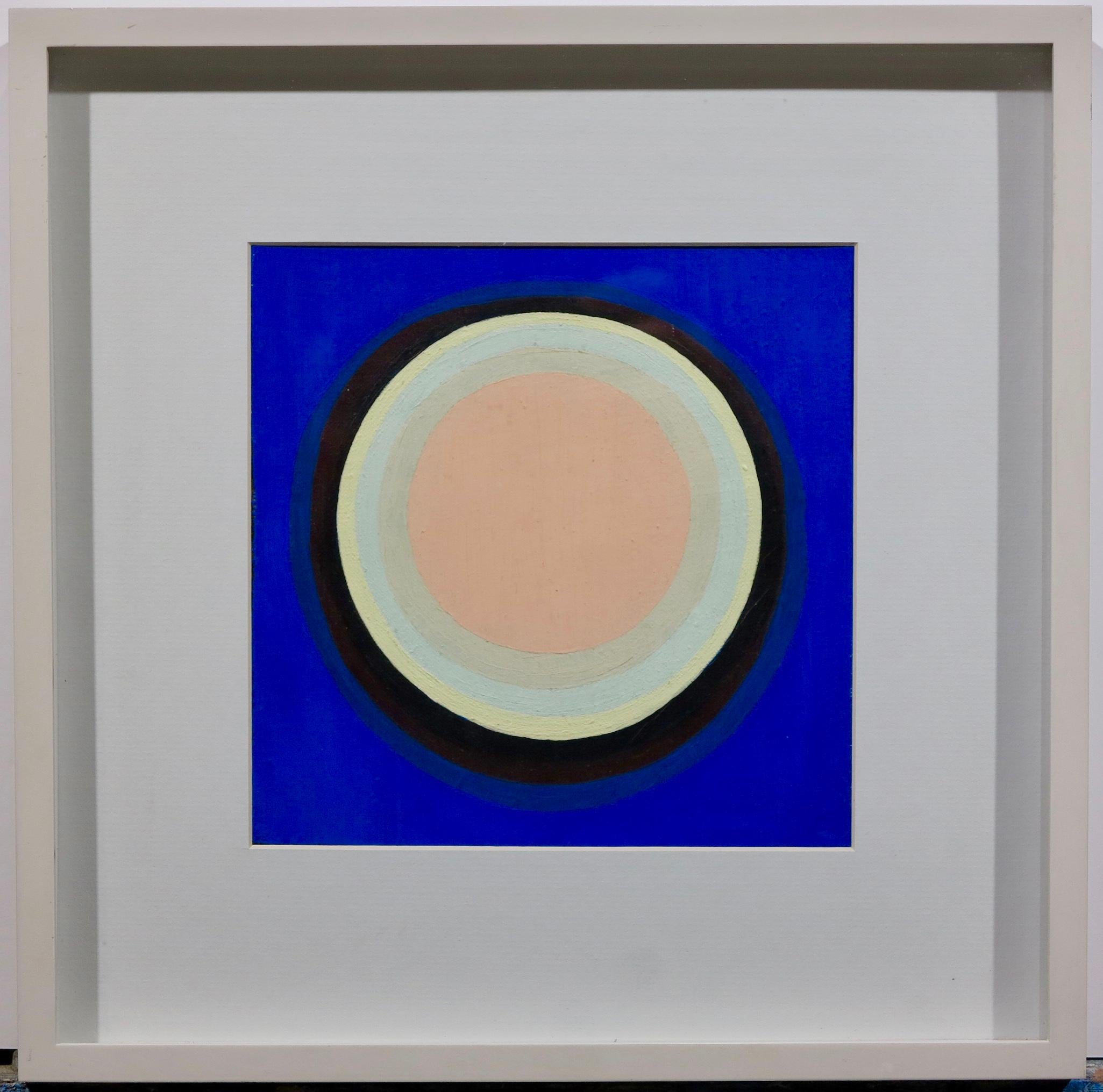 Untitled (Blue. black. pink concentric circle abstract painting) - Painting by Murray Hantman