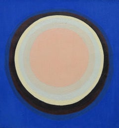 Untitled (Blue. black. pink concentric circle abstract painting)