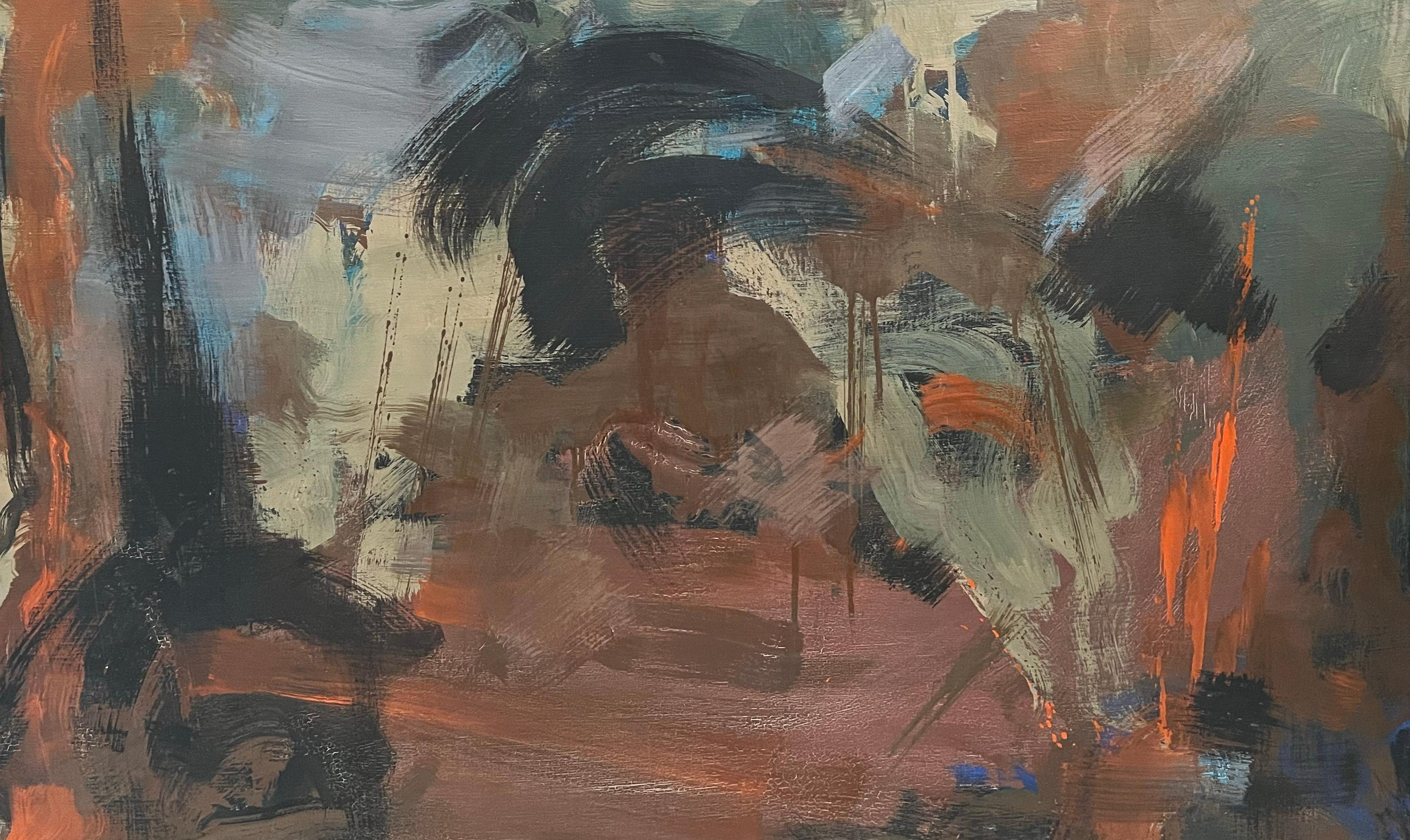 Vintage American Modernist Abstract Expressionist Signed Large Oil Painting 2