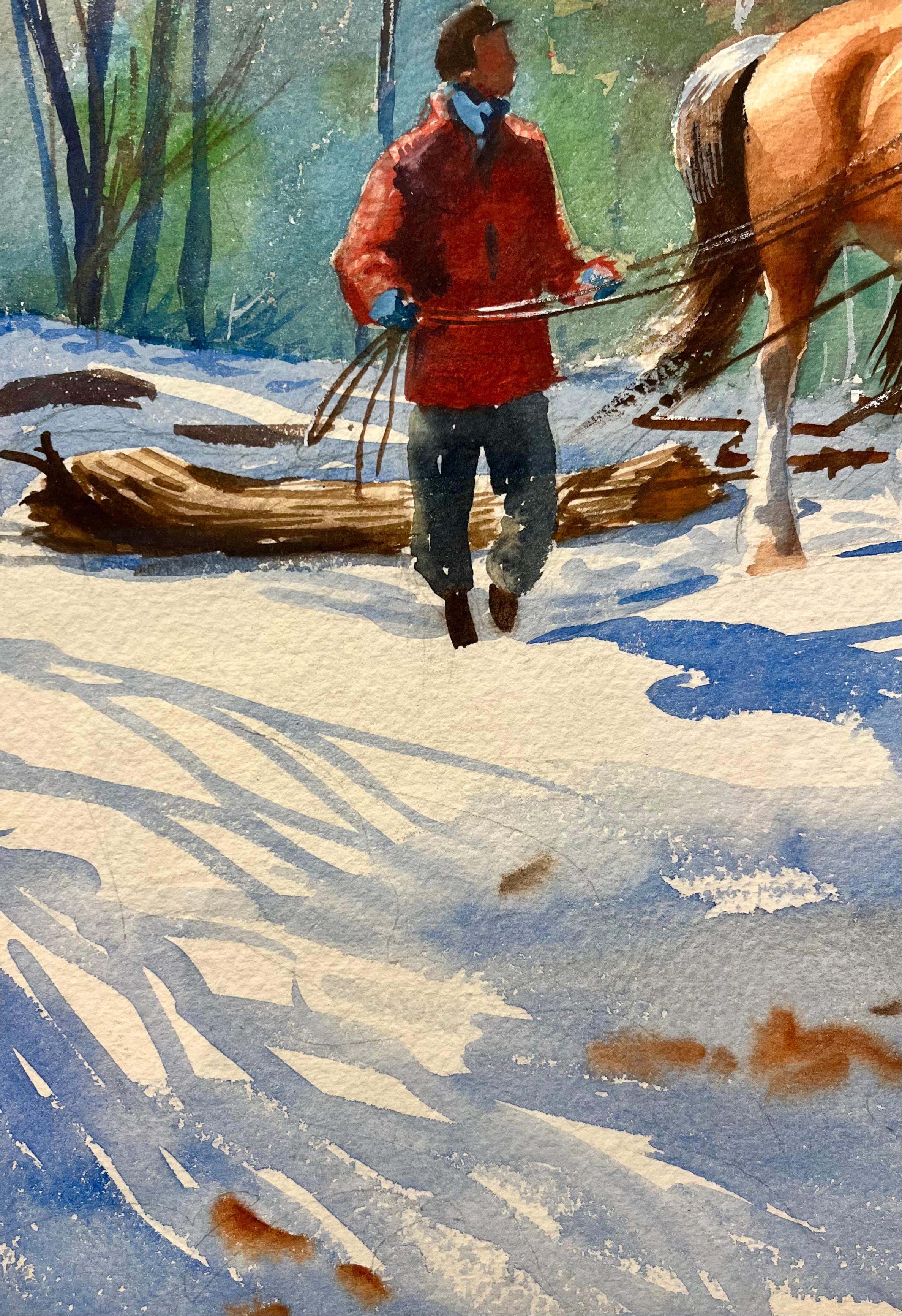 Impressionistische Schnee- und Pferdelandschaft – Painting von Murray Jackson Wentworth