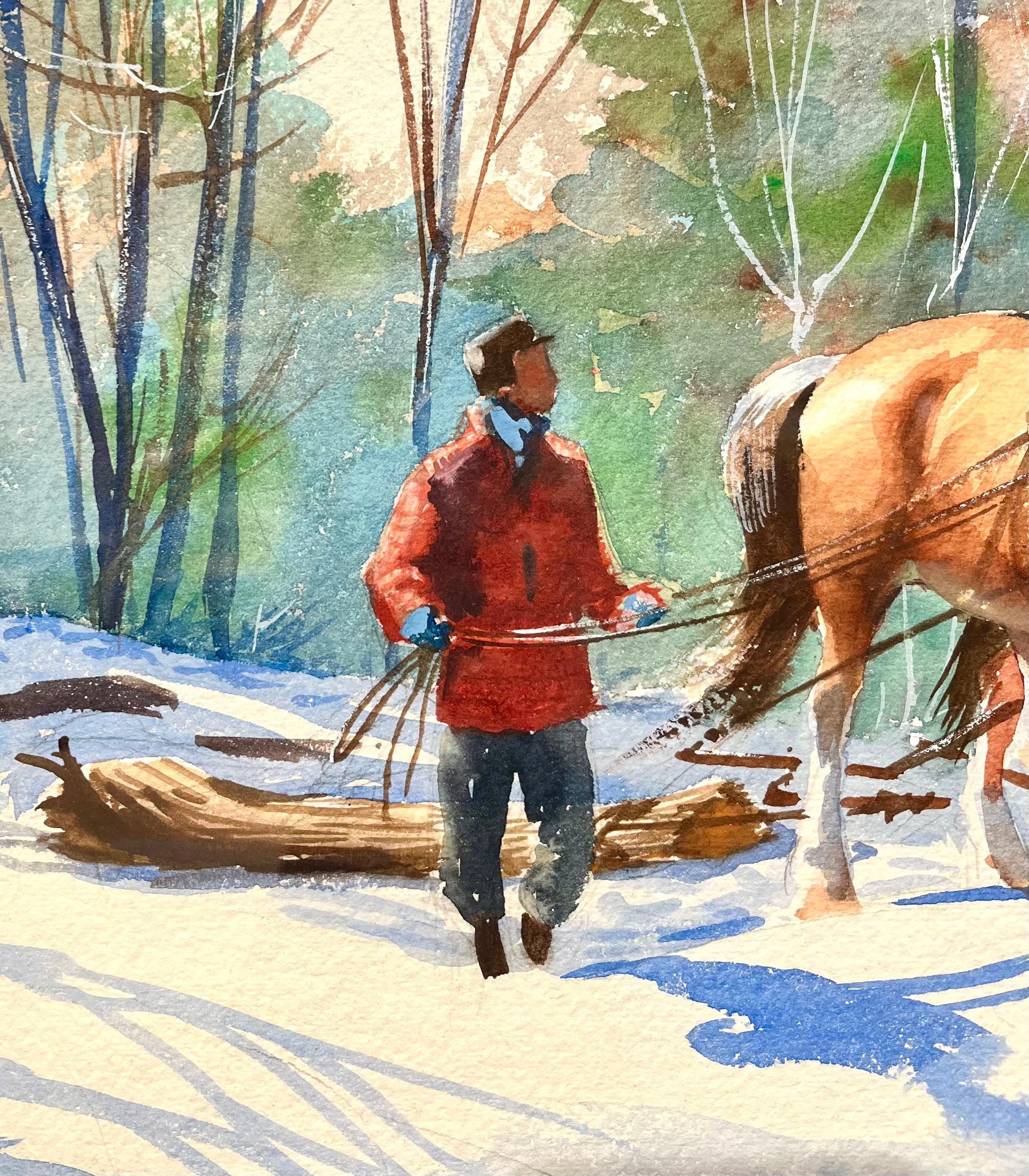 Impressionistische Schnee- und Pferdelandschaft (Amerikanischer Impressionismus), Painting, von Murray Jackson Wentworth