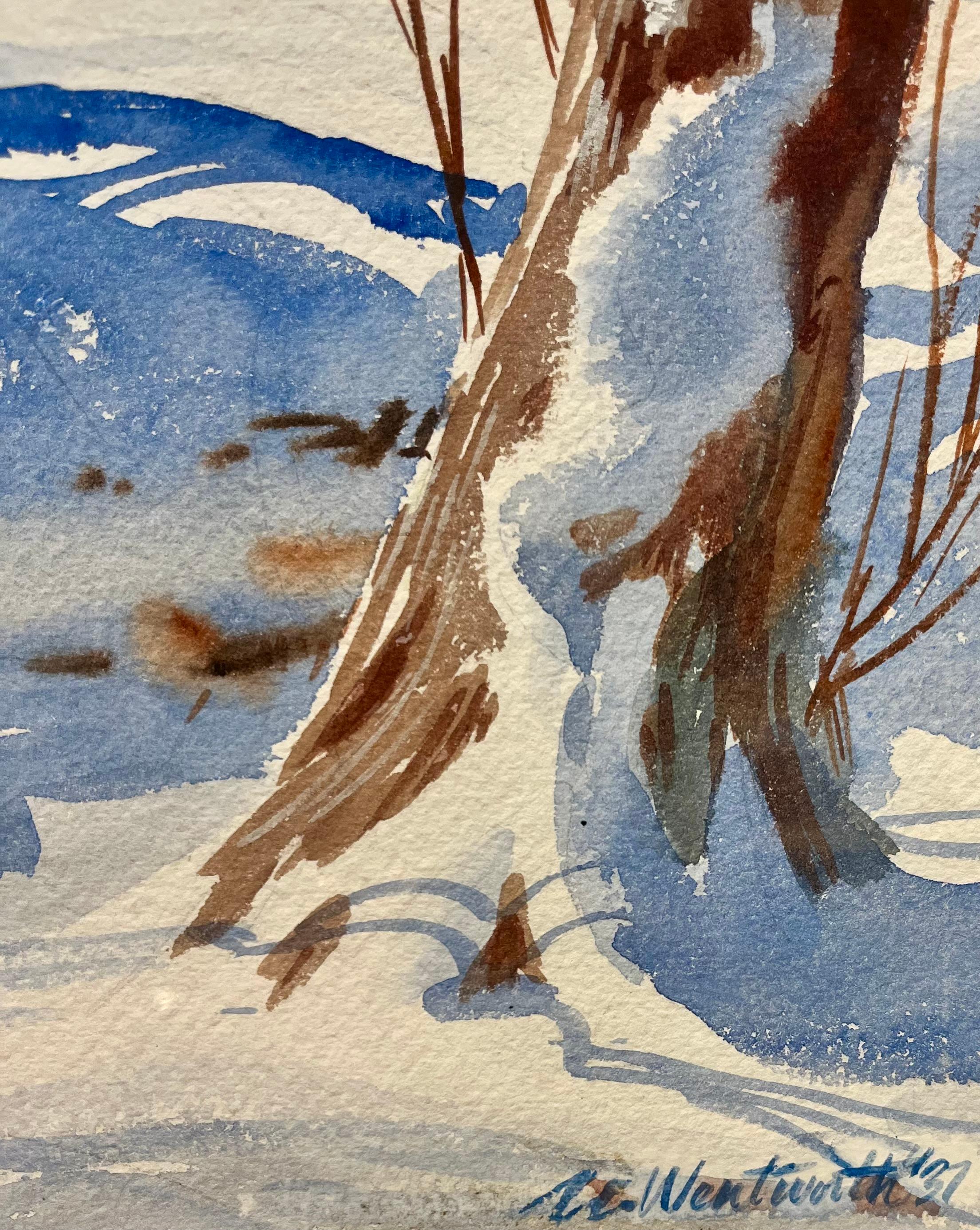 Impressionistische Schnee- und Pferdelandschaft im Angebot 1