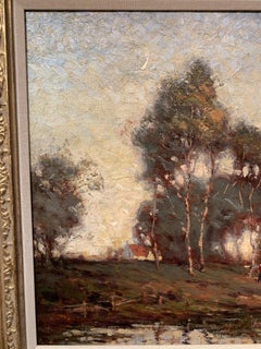 Scottish Impressionist  20th century oil, figures a landscape with river