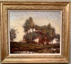 Scottish Impressionist  20th century oil, figures a landscape with river  
