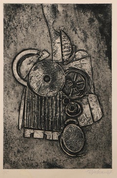 Photogram II, Surrealist Etching with Embossing by Murray Tinkelman