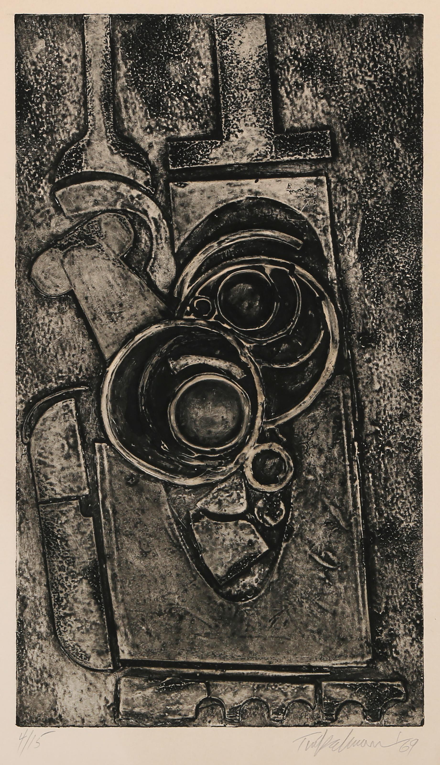Murray Tinkelman, American (1933 - ) - Photogram, Year:  1969, Medium:  Etching with embossing, signed, dated and numbered in pencil, Edition:  15, Image Size:  14 x 8 inches, Size:  17.5 x 11.25 in. (44.45 x 28.58 cm), Description:  From the