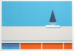 Quogue, Minimalistischer Siebdruck und Collage auf Papier von Murray Zucker