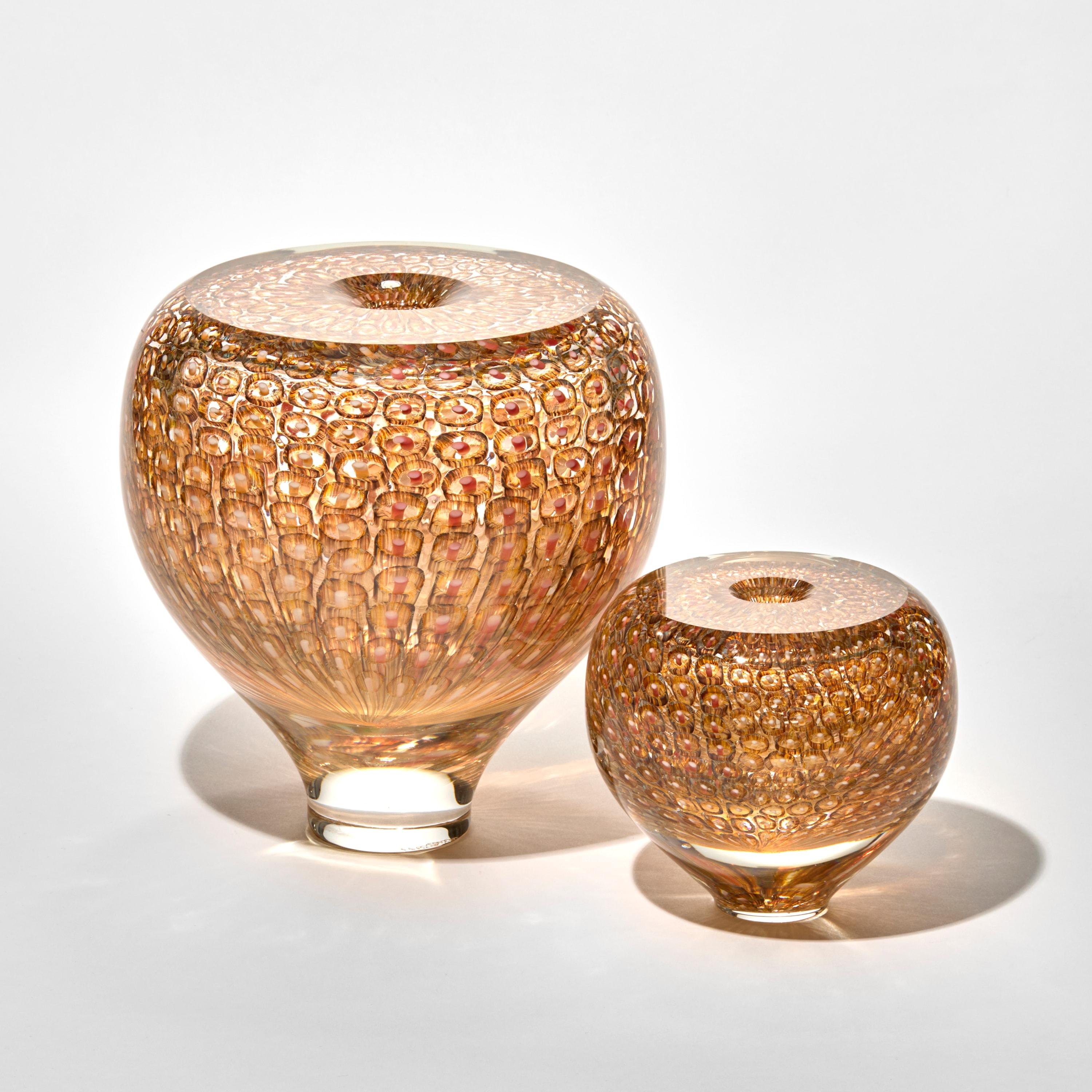 Organic Modern Murrine Quadrants in Gold with Salmon & Primrose II, sculpture by Peter Bowles For Sale