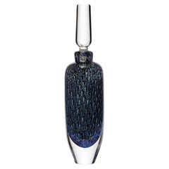 Murrine Quadrants Stoppered Bottle in Blassblau & Türkis von Peter Bowles