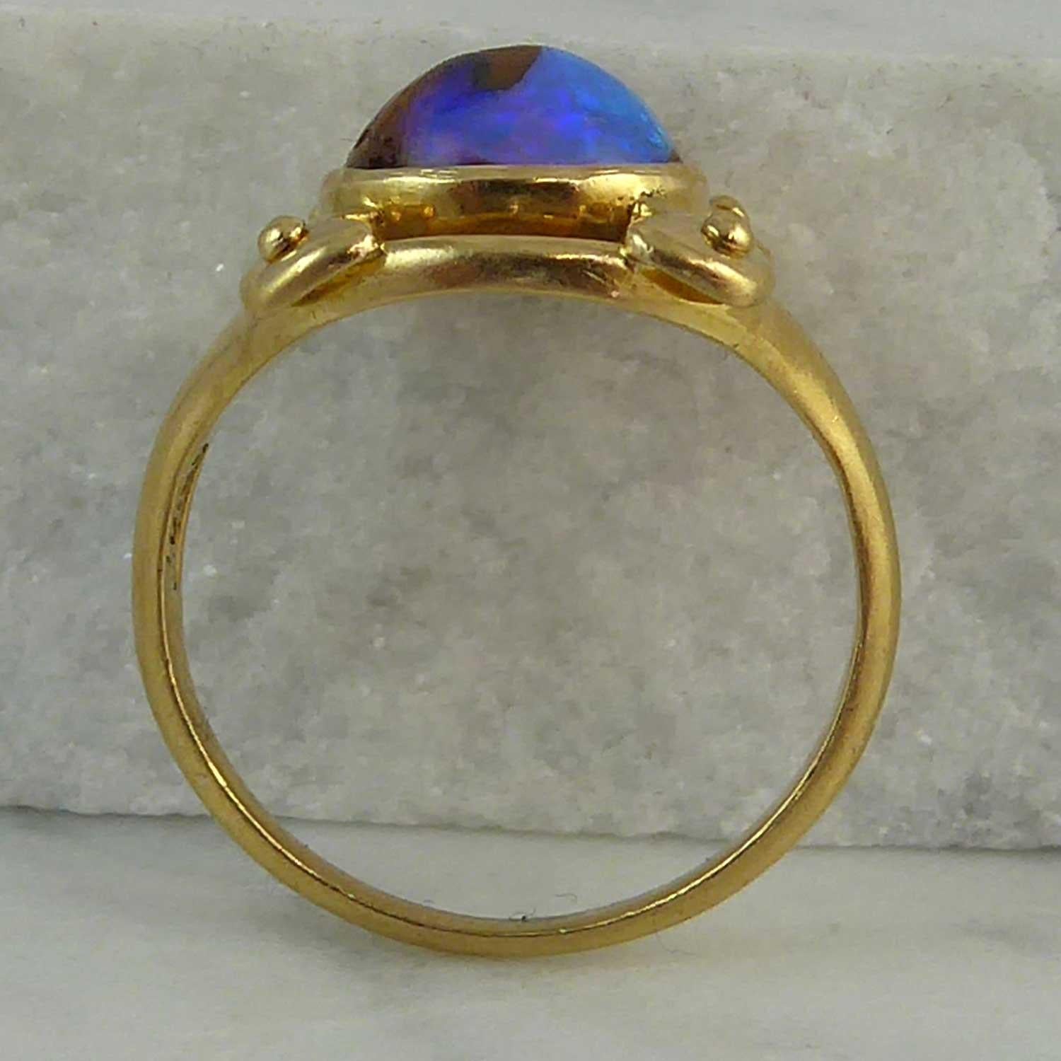 Arts and Crafts Murrle Bennet & Co. Opal Ring, Arts & Crafts, circa 1910, 18 Karat Yellow Gold