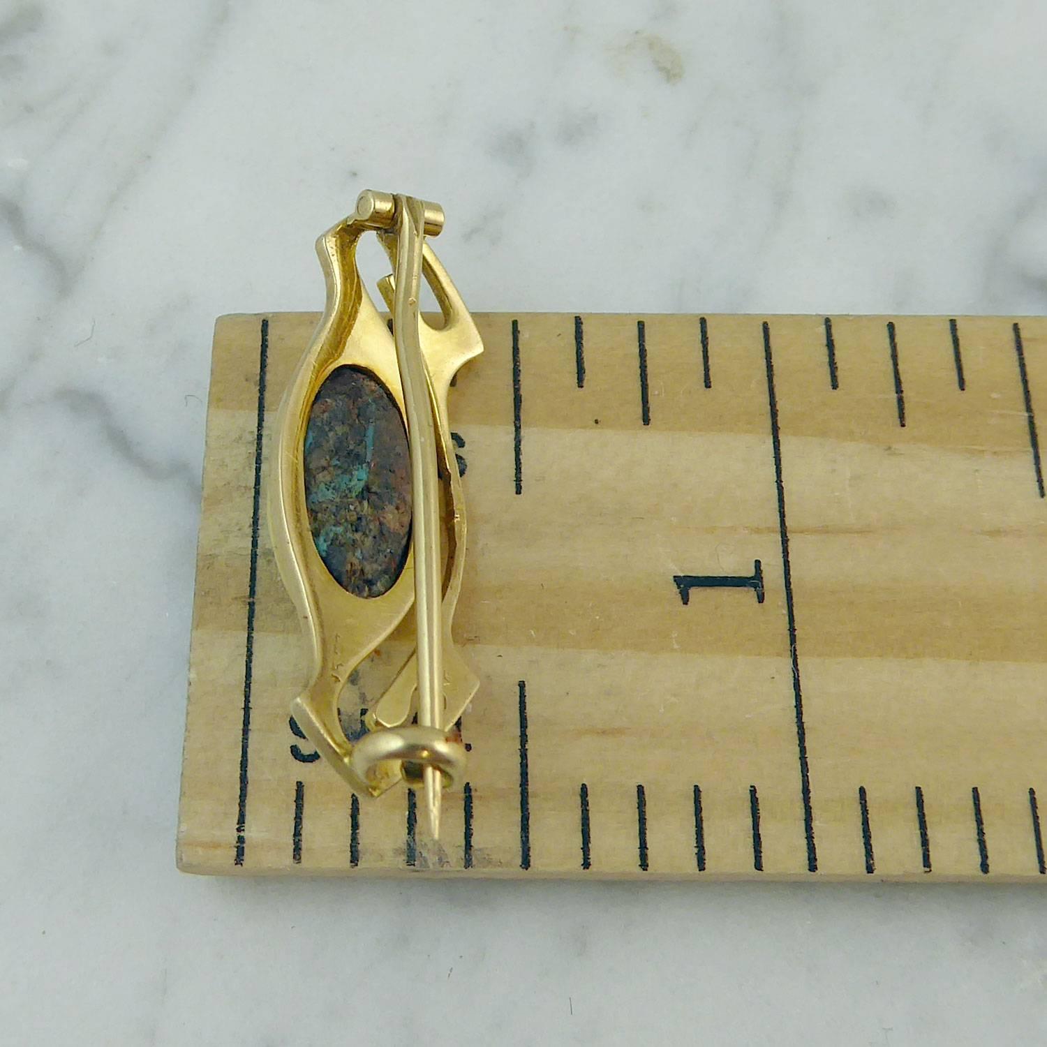 Murrle Bennett & Co. Art Nouveau Brooch, Turquoise, 15 Carat Gold 3