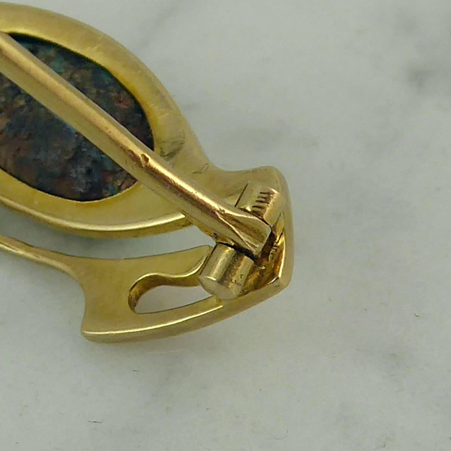 Women's or Men's Murrle Bennett & Co. Art Nouveau Brooch, Turquoise, 15 Carat Gold