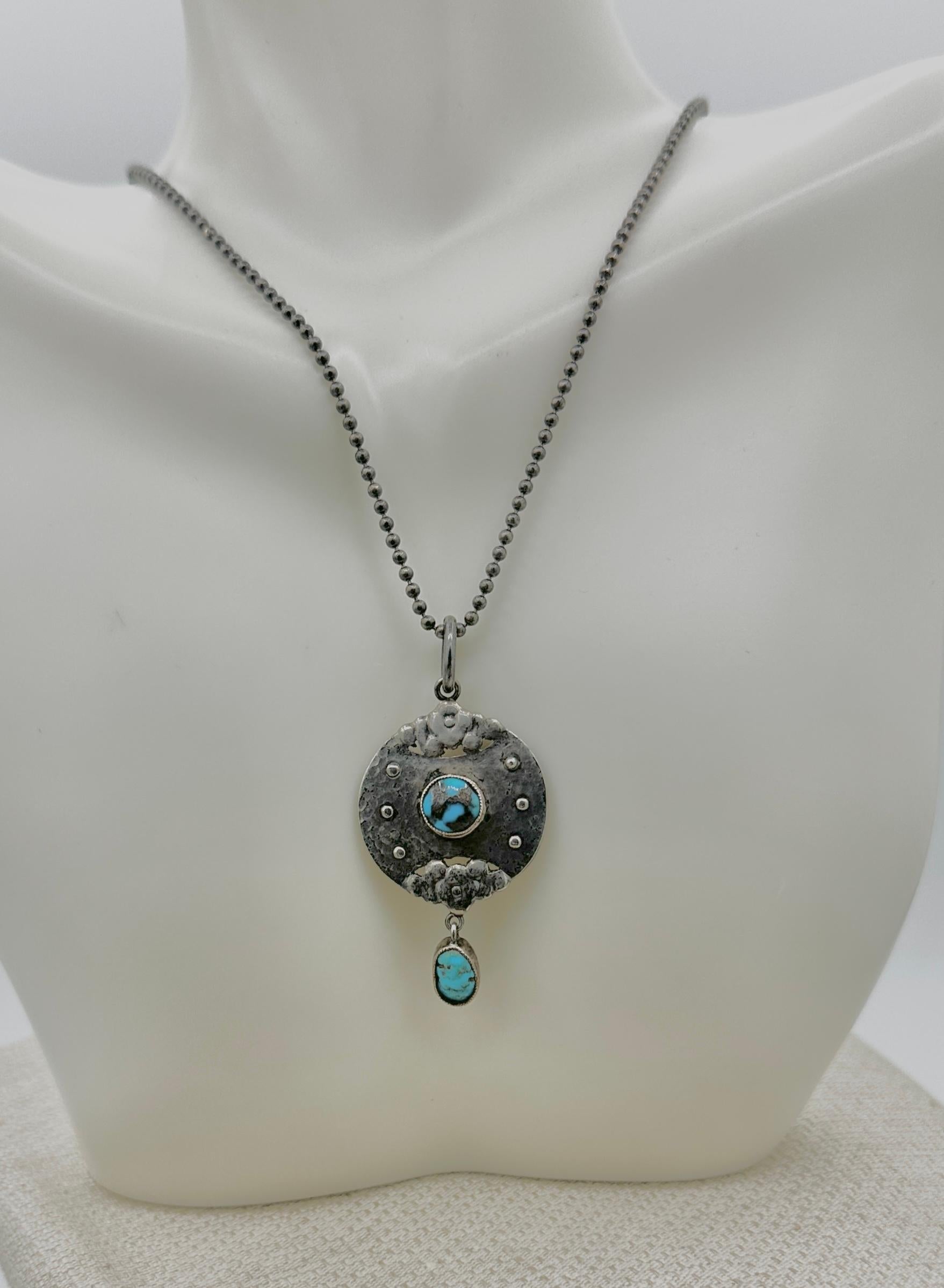 da uomo o donna Murrle, Bennett & Co. Collana con ciondolo di turchese in argento di Arts And Crafts 1900 in vendita
