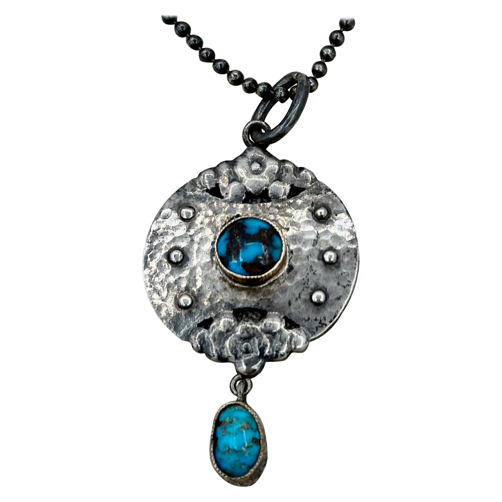 Murrle, Bennett & Co. Collana con ciondolo di turchese in argento di Arts And Crafts 1900 in vendita