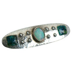 Antique Murrle Bennett & Co., Arts & Crafts Silver Brooch with Opal, U.K., circa 1900