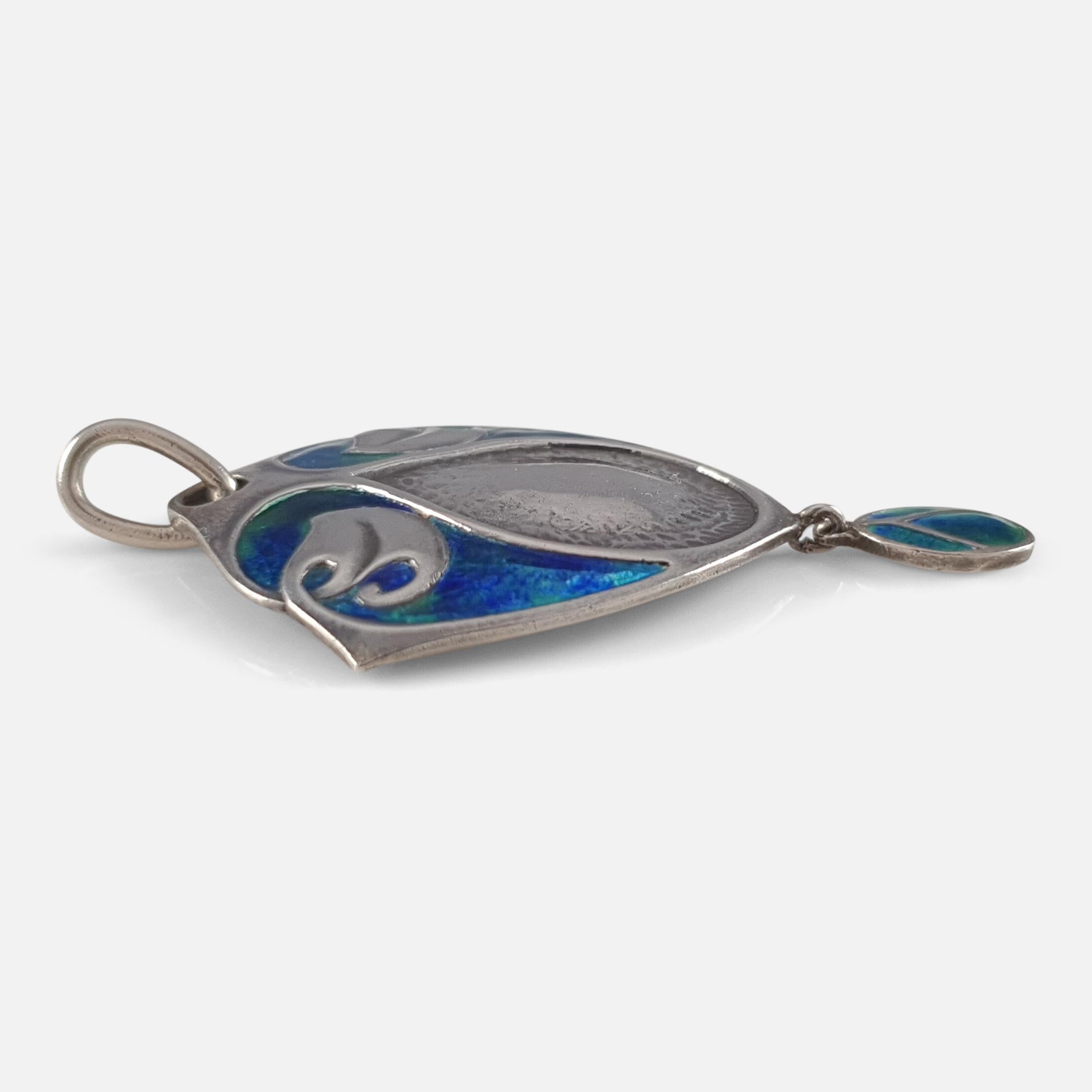 Arts and Crafts Murrle Bennett & Co Arts & Crafts Silver and Enamel Drop Pendant, circa 1905