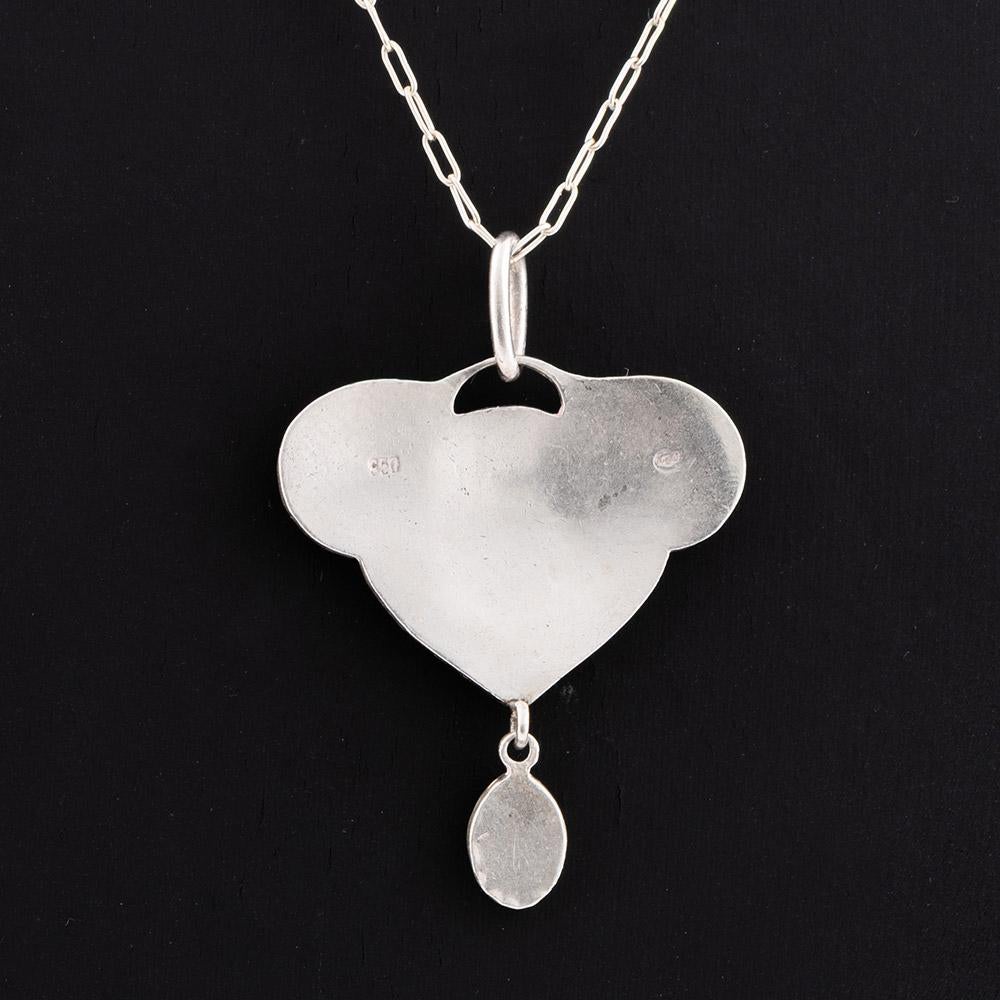 Collar colgante Murrle Bennett de plata y esmalte c1910 Alemán en venta