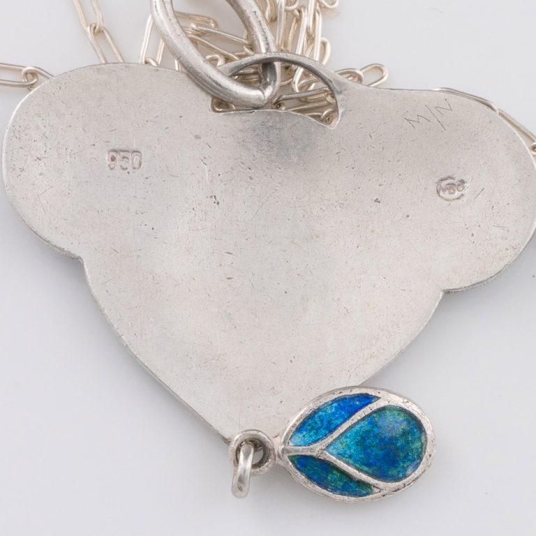 Collar colgante Murrle Bennett de plata y esmalte c1910 Silver en venta