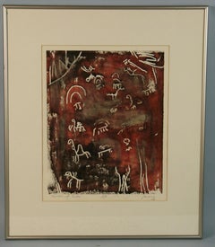 Cave-Zeichnungen Surreale Abstrakte  Symbole Lithographie  1960