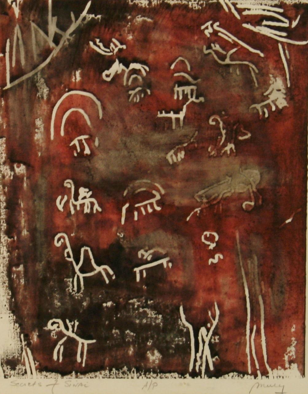 Secrets & Sinai Lithographie abstraite surréaliste, épreuve d'artiste, 1960