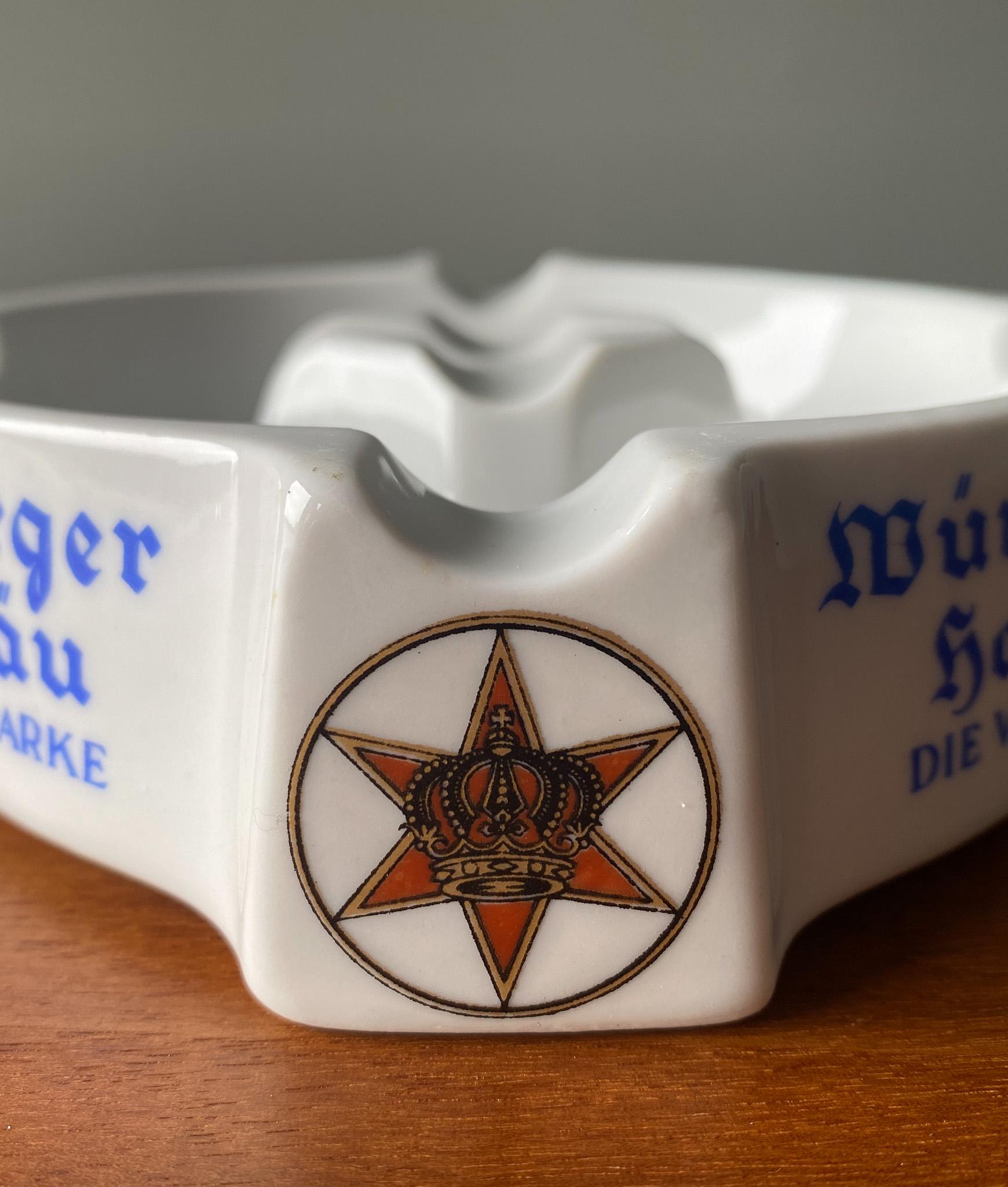 German Murzburger Hofbrau Die Weltmarke Ceramic Ashtray by Altenkunstadt Bavaria For Sale