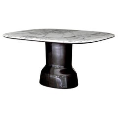 Musa 200 Ombra Silk Lacquer And Black Base Marble Table by Casa Casati