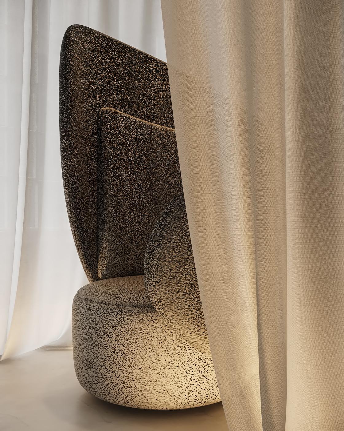 Altro Poltrona Musa, con base in alluminio ruotato, del designer Tiago Curioni, Brasile. in vendita
