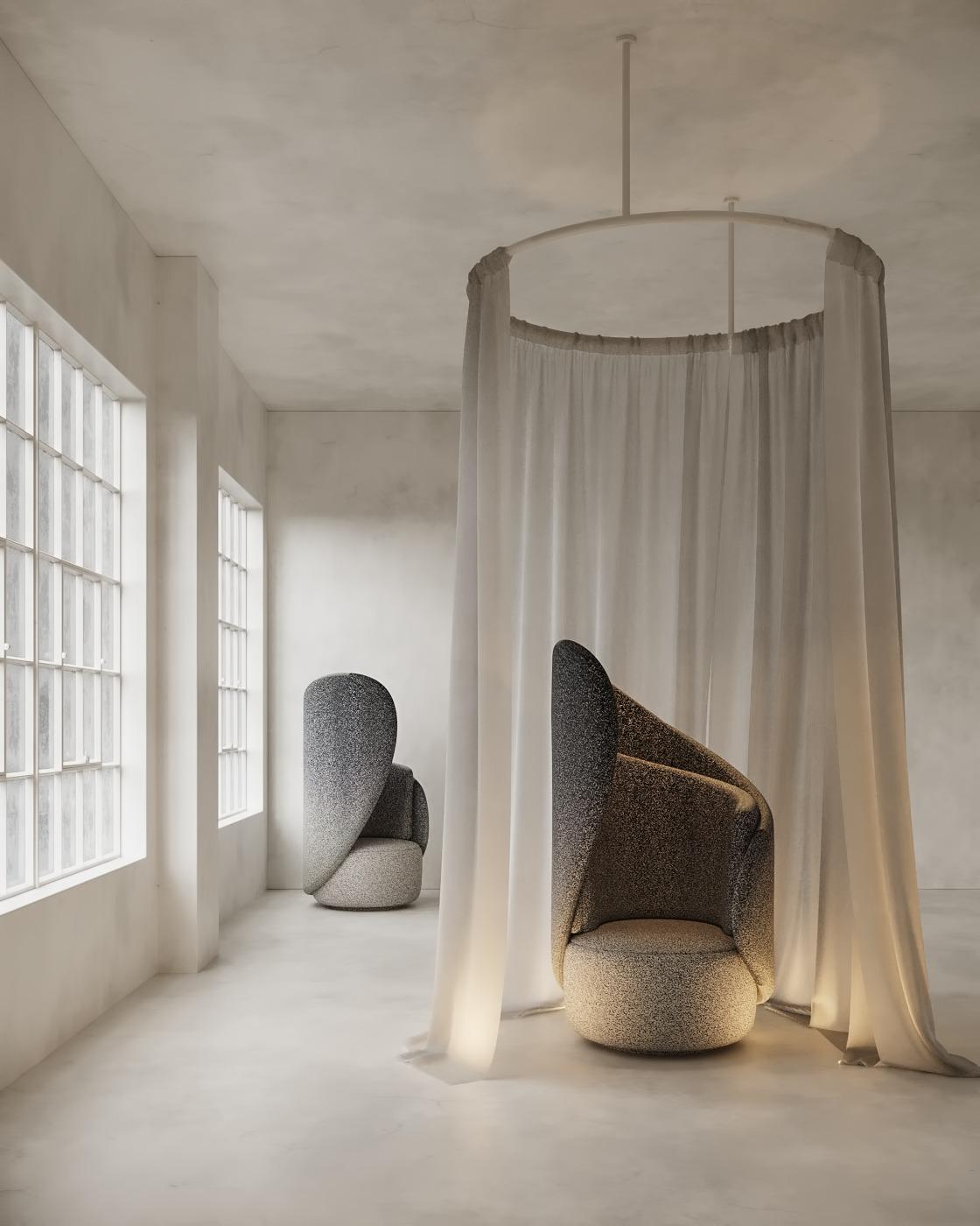 Brasiliano Poltrona Musa, con base in alluminio ruotato, del designer Tiago Curioni, Brasile. in vendita