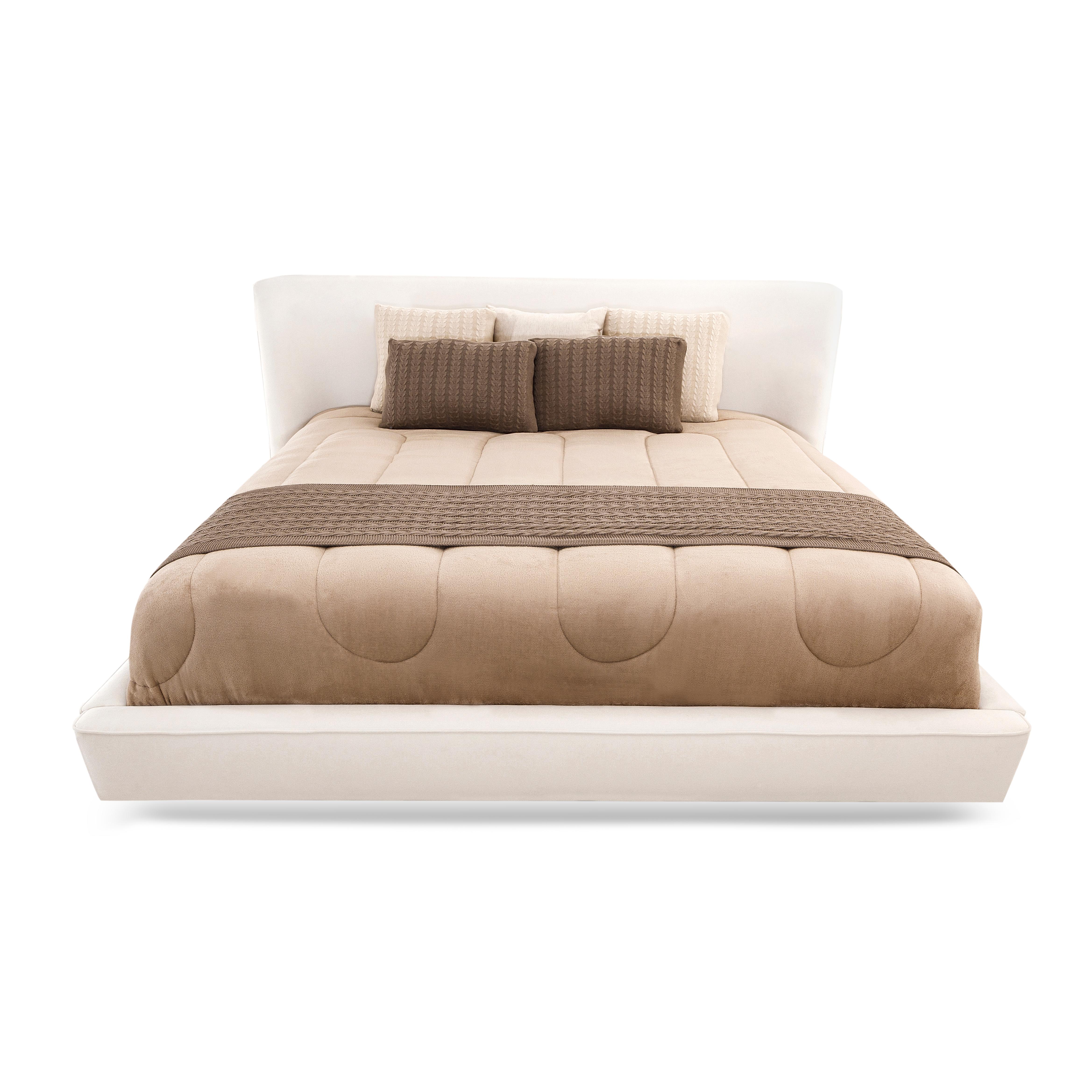 Brazilian Musa King Bed in a Light Beige Fabric For Sale
