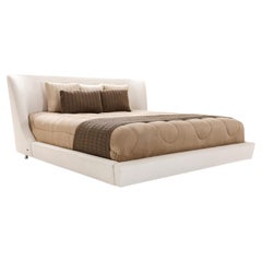 Musa King Bed in a White Fabric