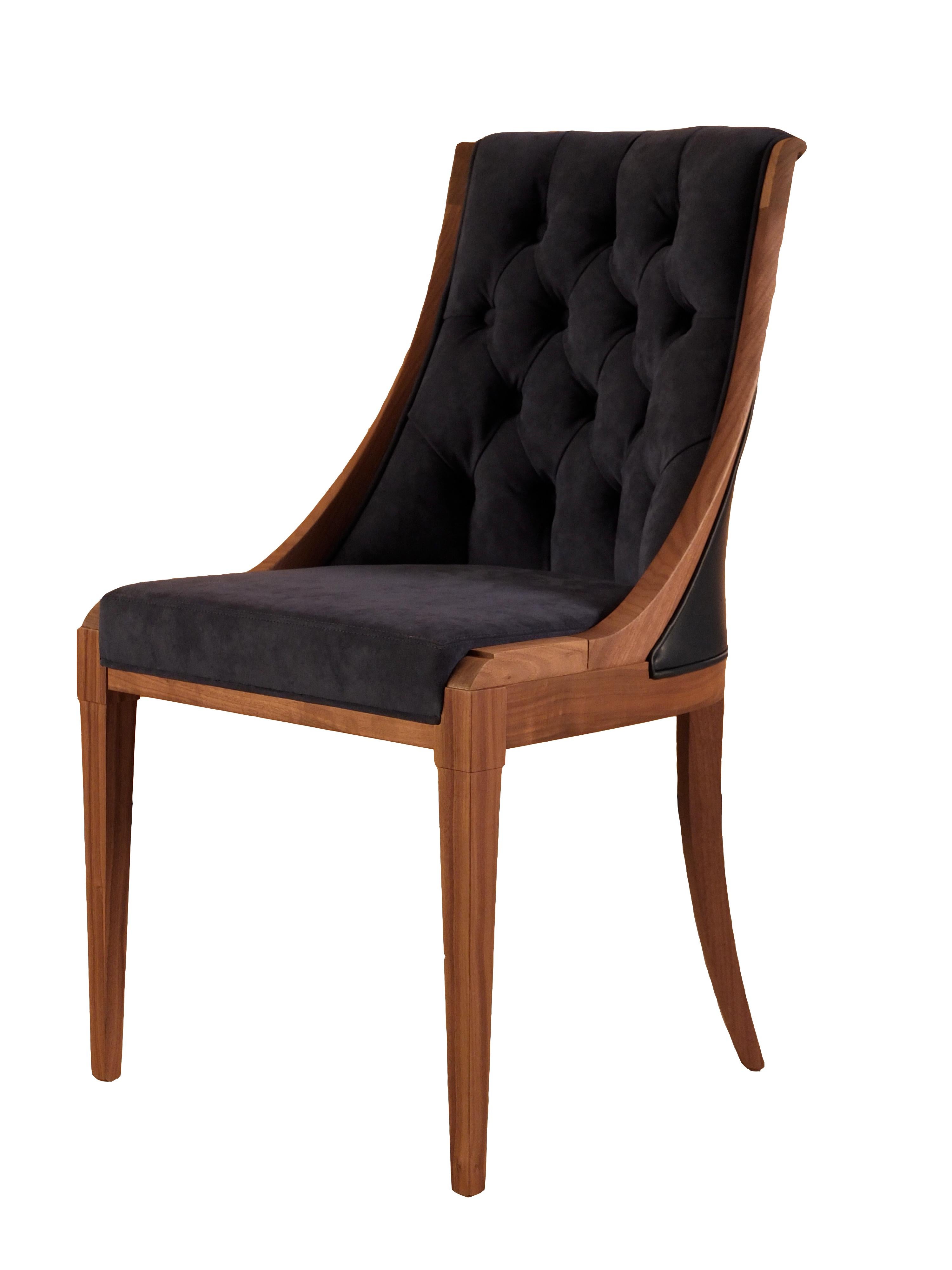 Musa is an elegant biedermeier style chair made of solid cherrywood
Finely upholstered with COM, fabric or leather
The wood frame can be made of different color finishes.
Hand made in Italy by Morelato
 
