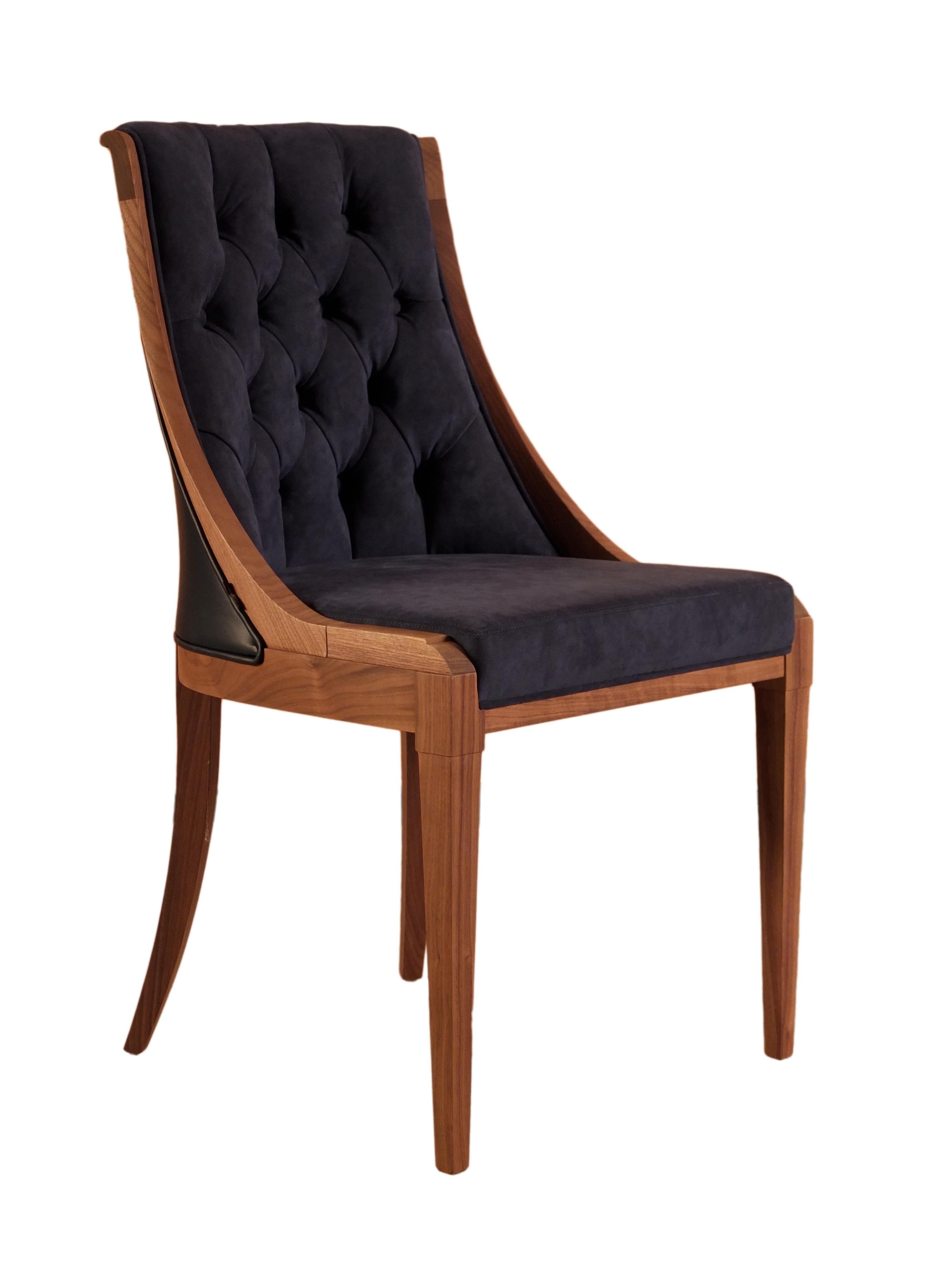 Musa is a Classic Biedermeier style chair made of solid cherrywood
Finely upholstered with COM, fabric or leather
The wood frame can be made of different color finishes.
      