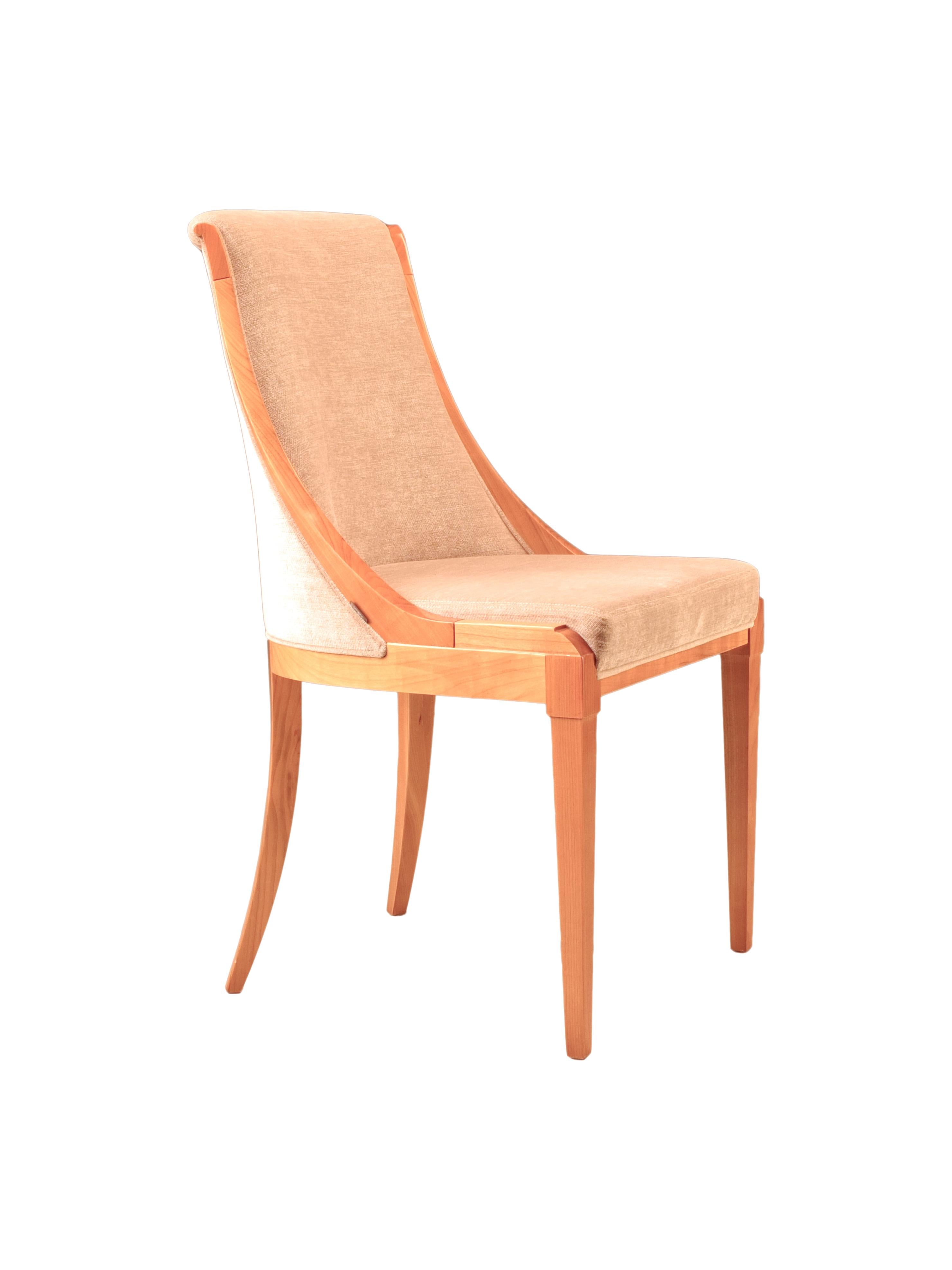 Contemporary Musa, Capitonè Upholstered Chair Made of Cherrywood
