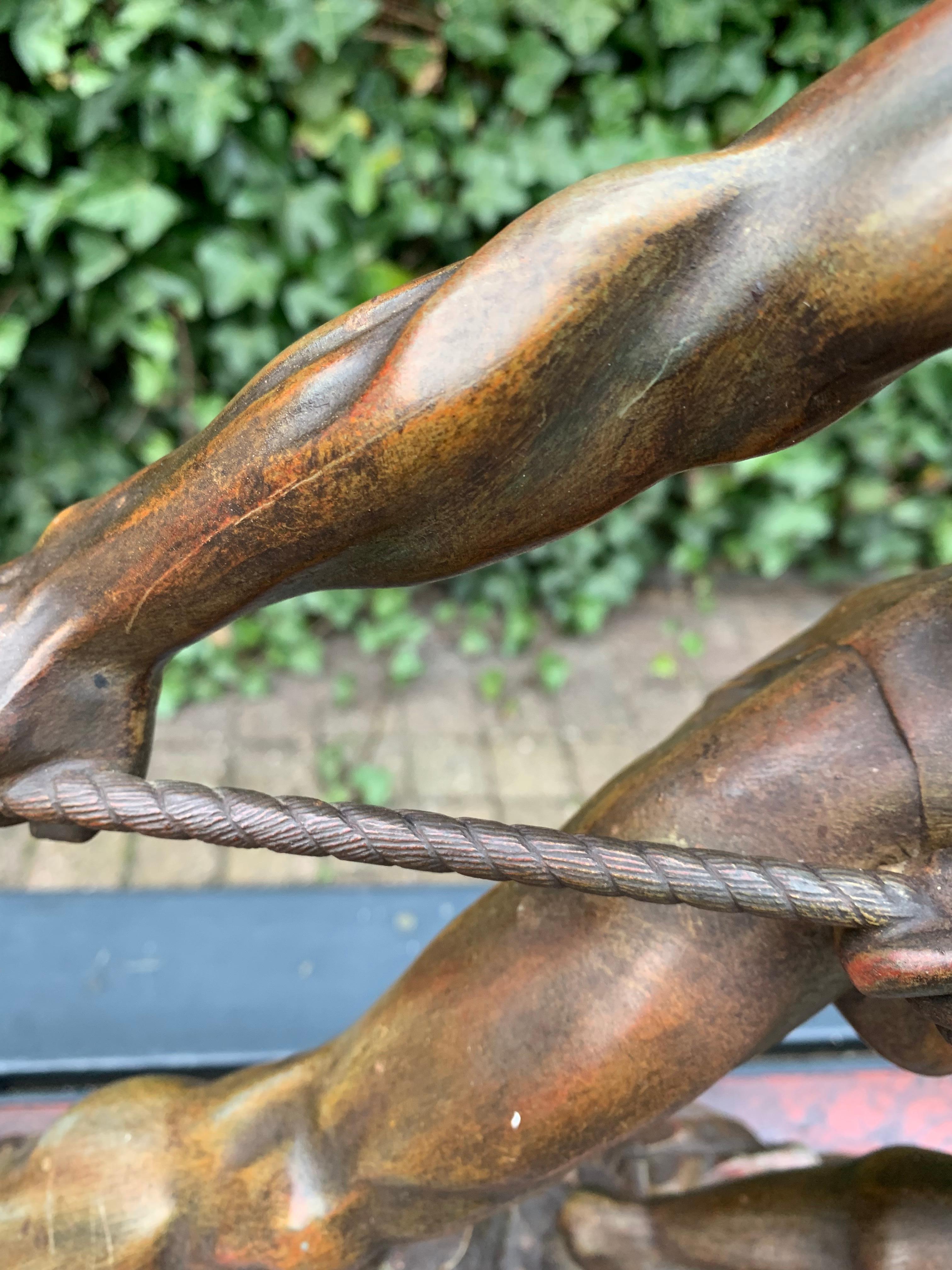 Muscular & Athletic Art Deco Male Sculpture on Marble Base by Jean Marie Camus 8