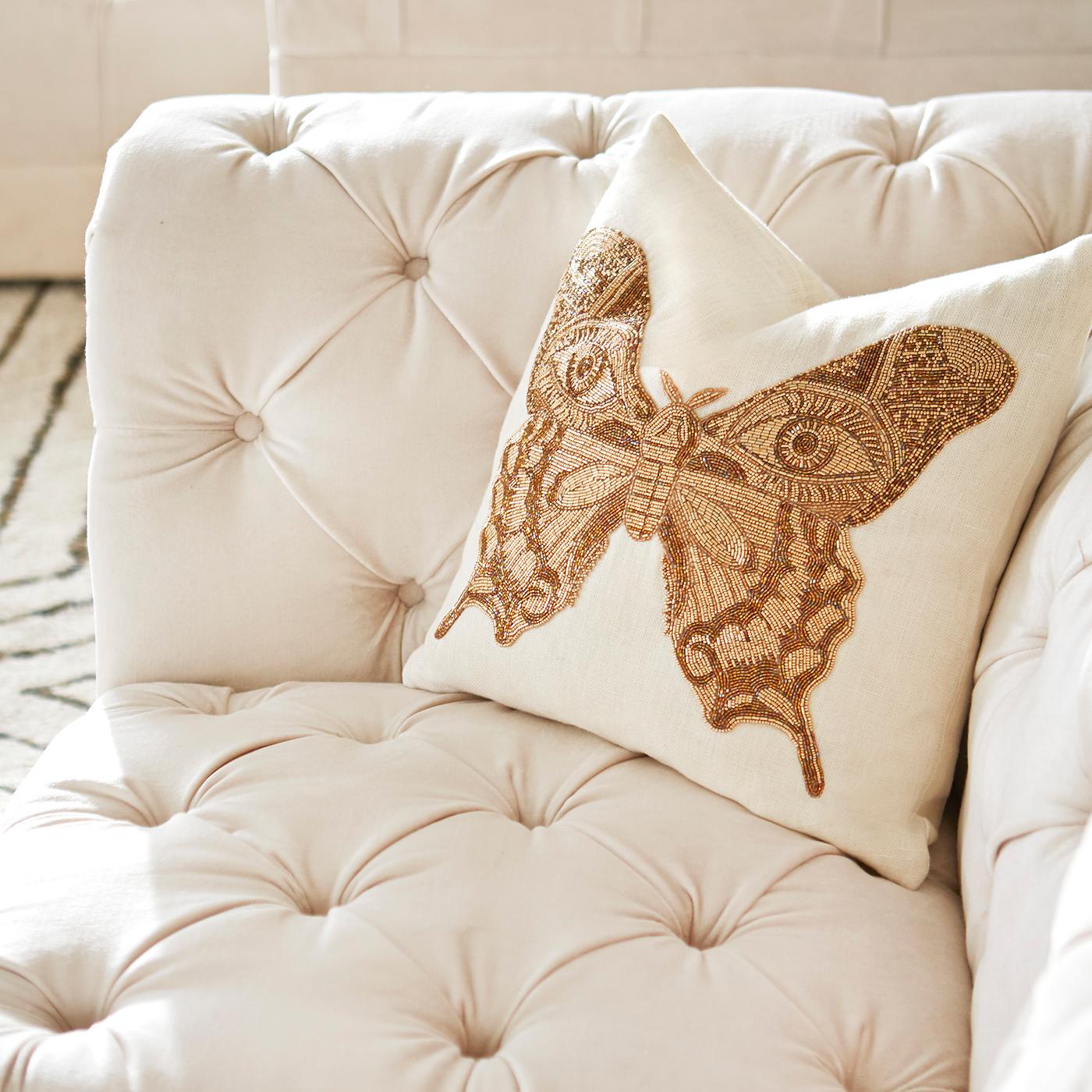 American Muse Beaded 'Butterfly' Pillow