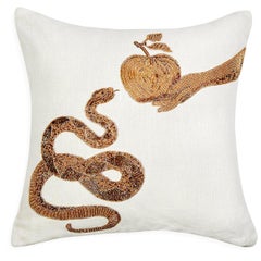 Muse Beaded 'Snake & Apple' Pillow