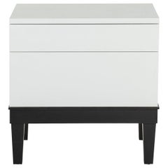 Muse Bedside Table in Bianca Lacquer and Walnut by the W.C.C. in Stock
