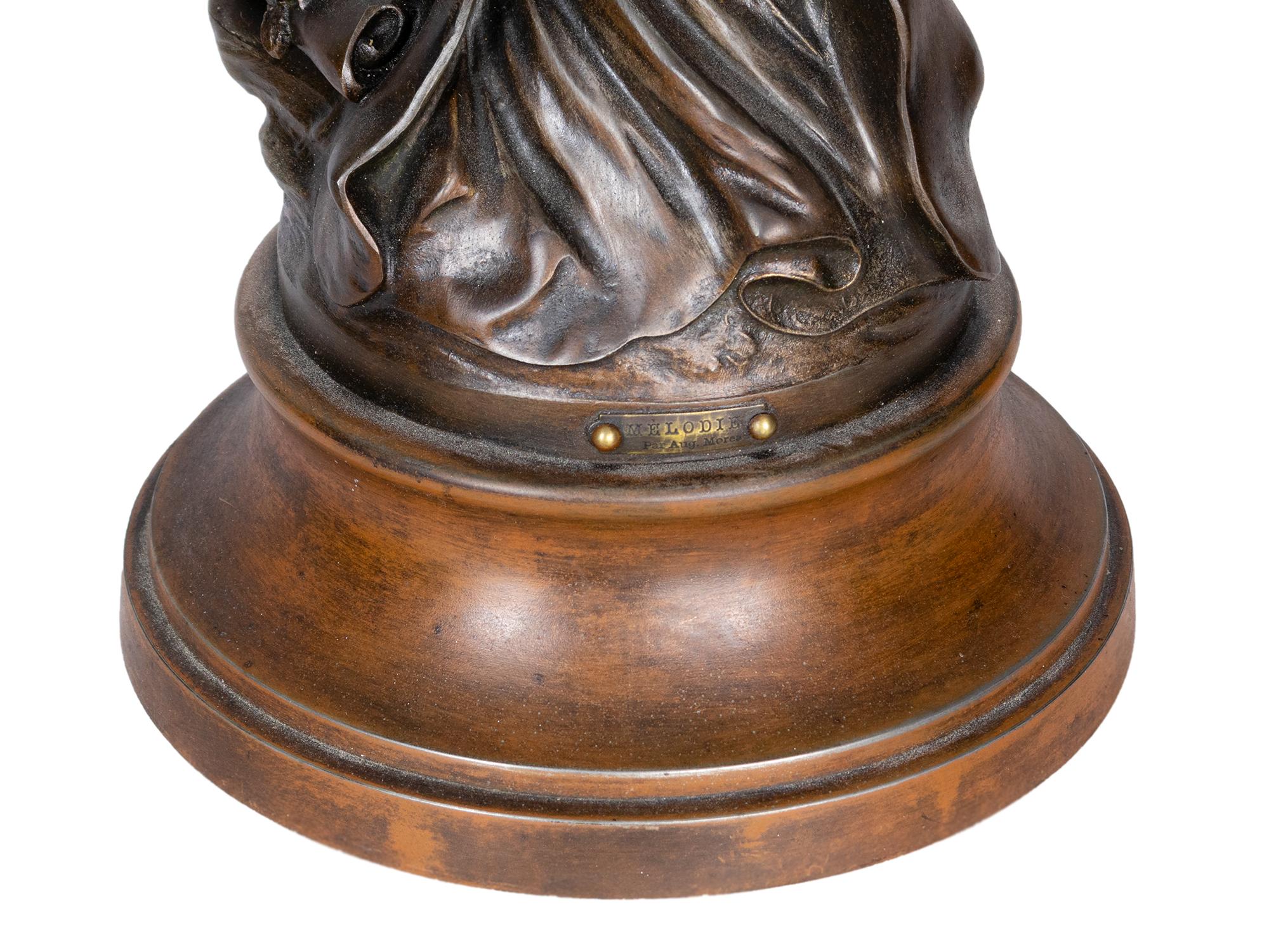 Metal Muse Calliope Statue by François Moreau Statue, 19th Century For Sale